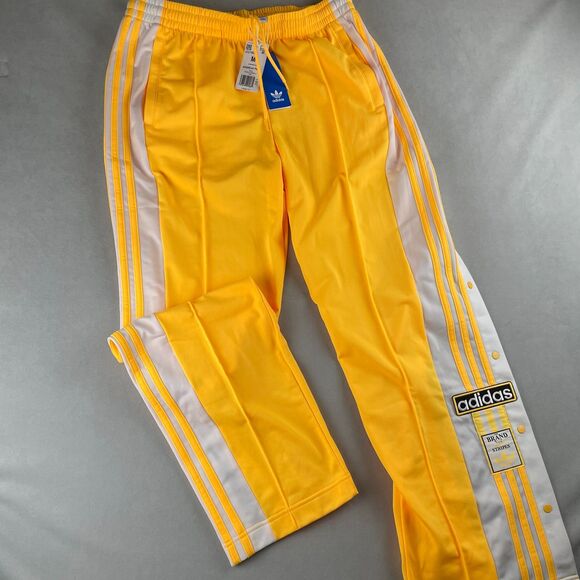 Adidas Adibreak Pants Women M Yellow Snap Tear Away 3-Stripes Retro Track IZ2760 - Picture 1 of 10
